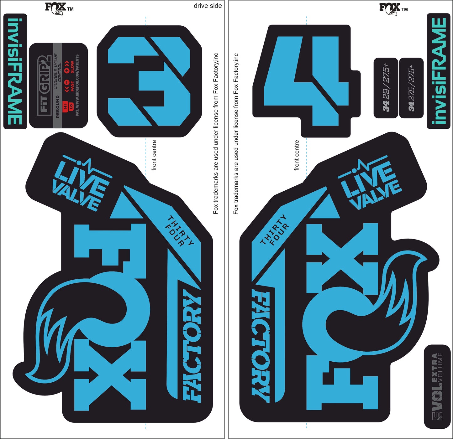 Fox 34 Factory LIVE VALVE 2021 Decals