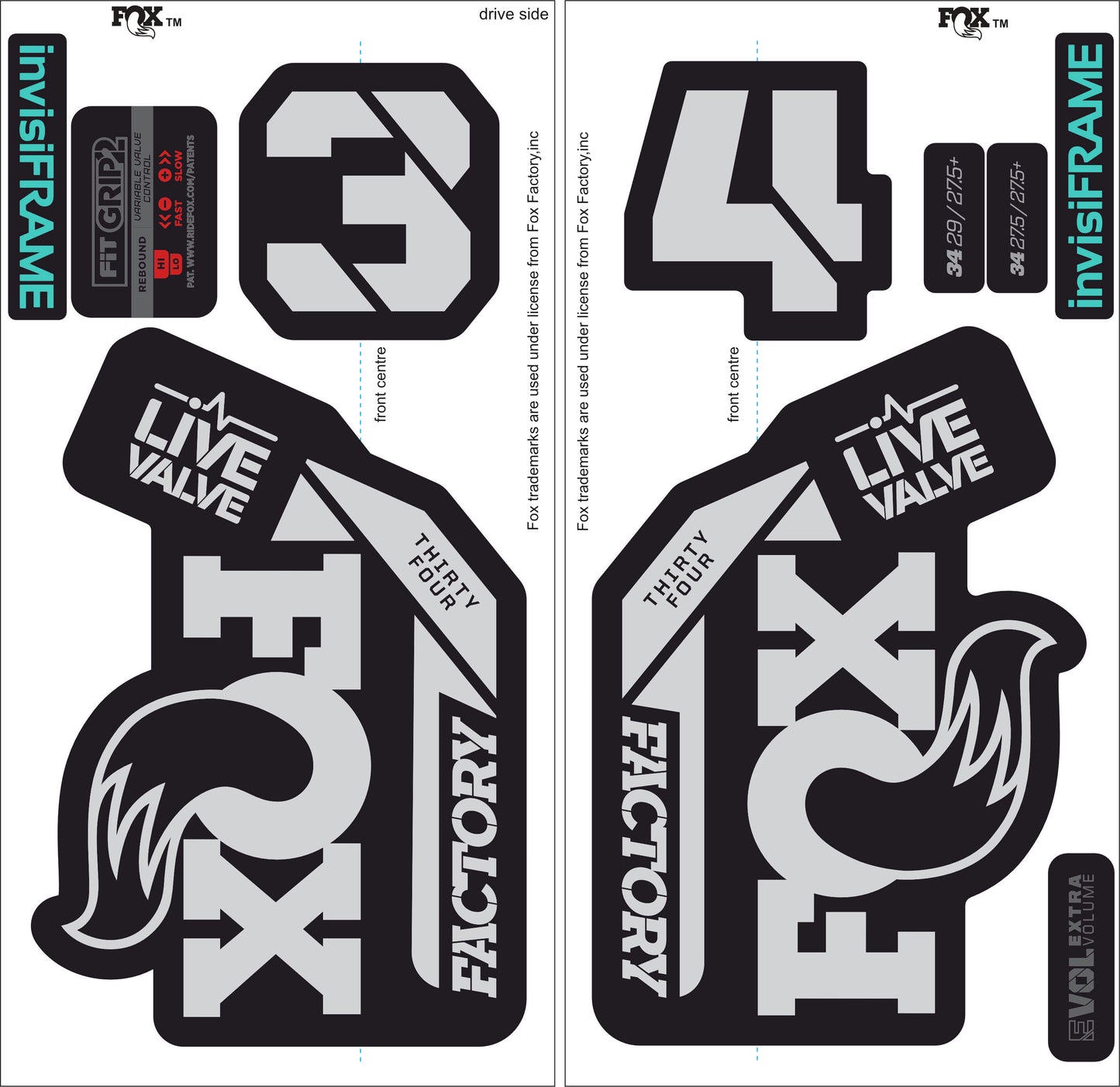 Fox 34 Factory LIVE VALVE 2021 Decals