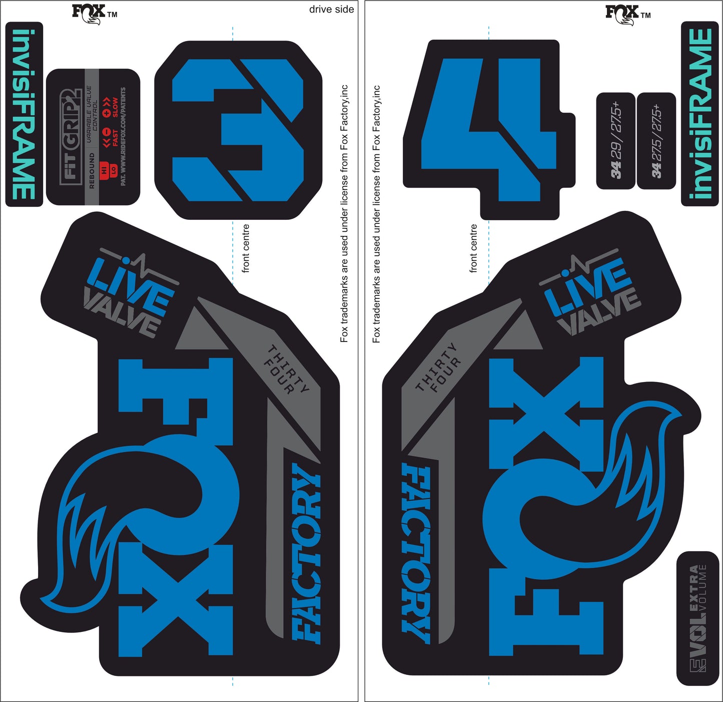 Fox 34 Factory LIVE VALVE 2021 Decals