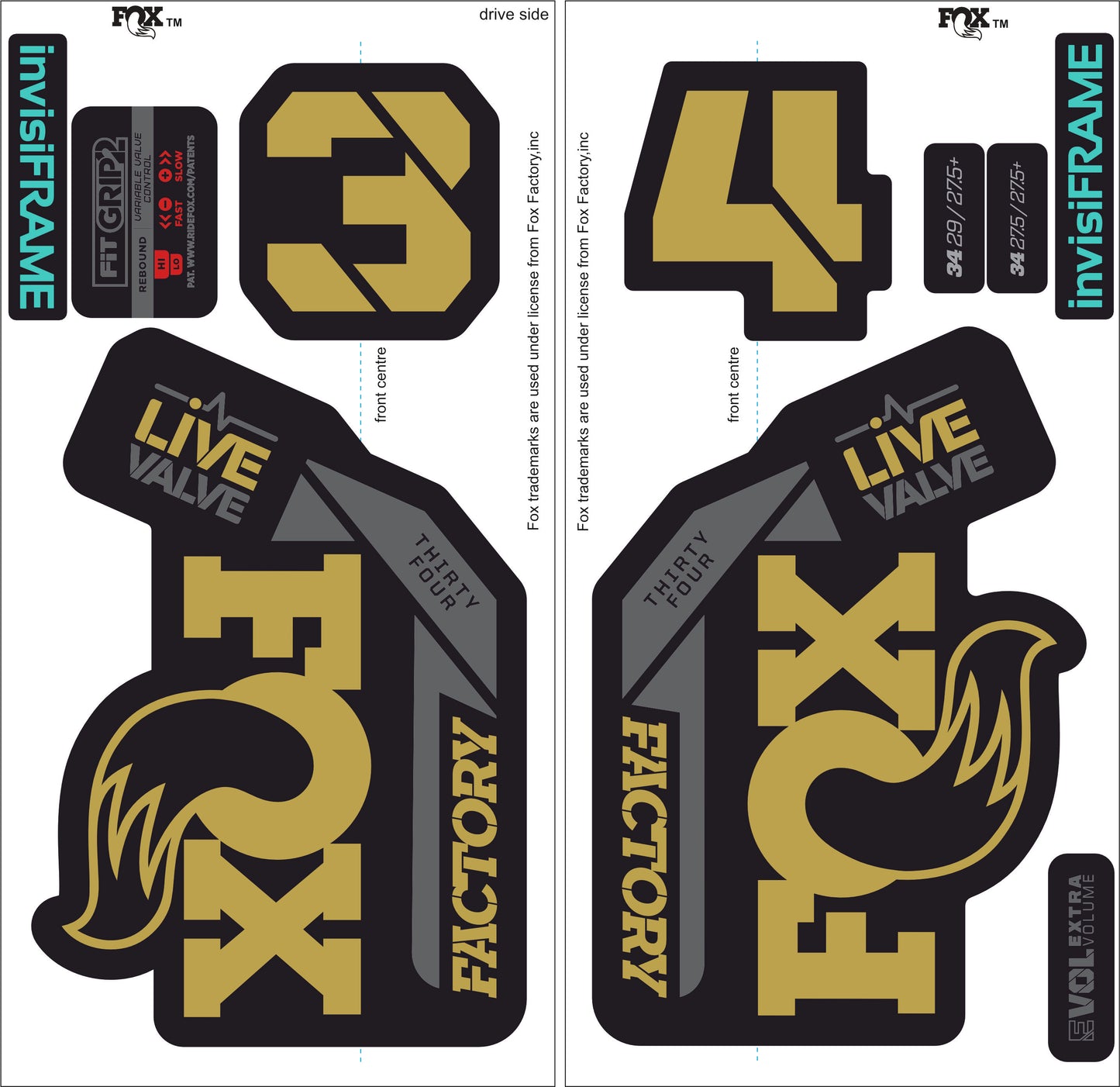 Fox 34 Factory LIVE VALVE 2021 Decals
