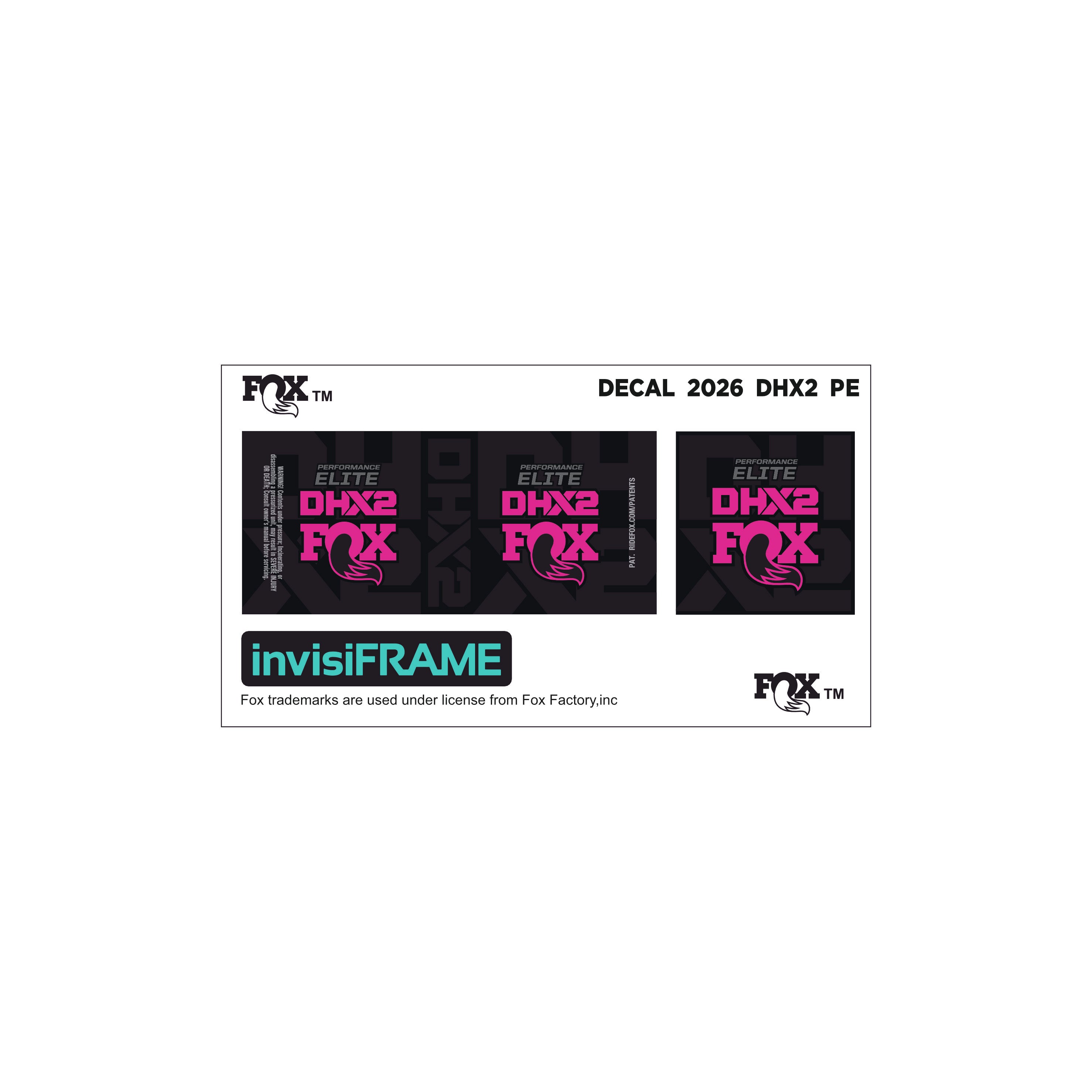 Fox DHX2 Performance Elite 2021 Decals | invisiFRAME Custom Decals ...
