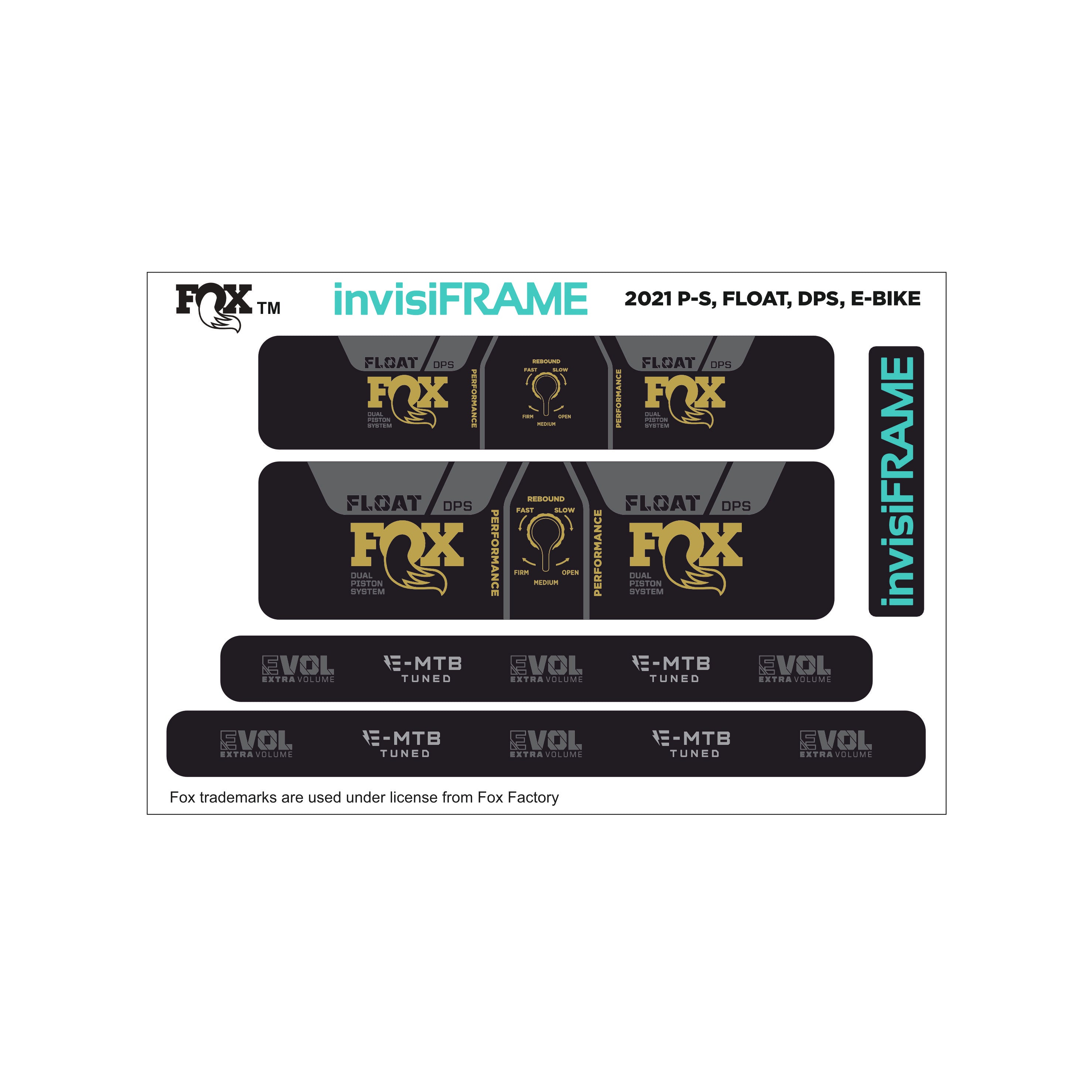 Fox Float dps Performance E Bike 2021 Decals | invisiFRAME Custom ...