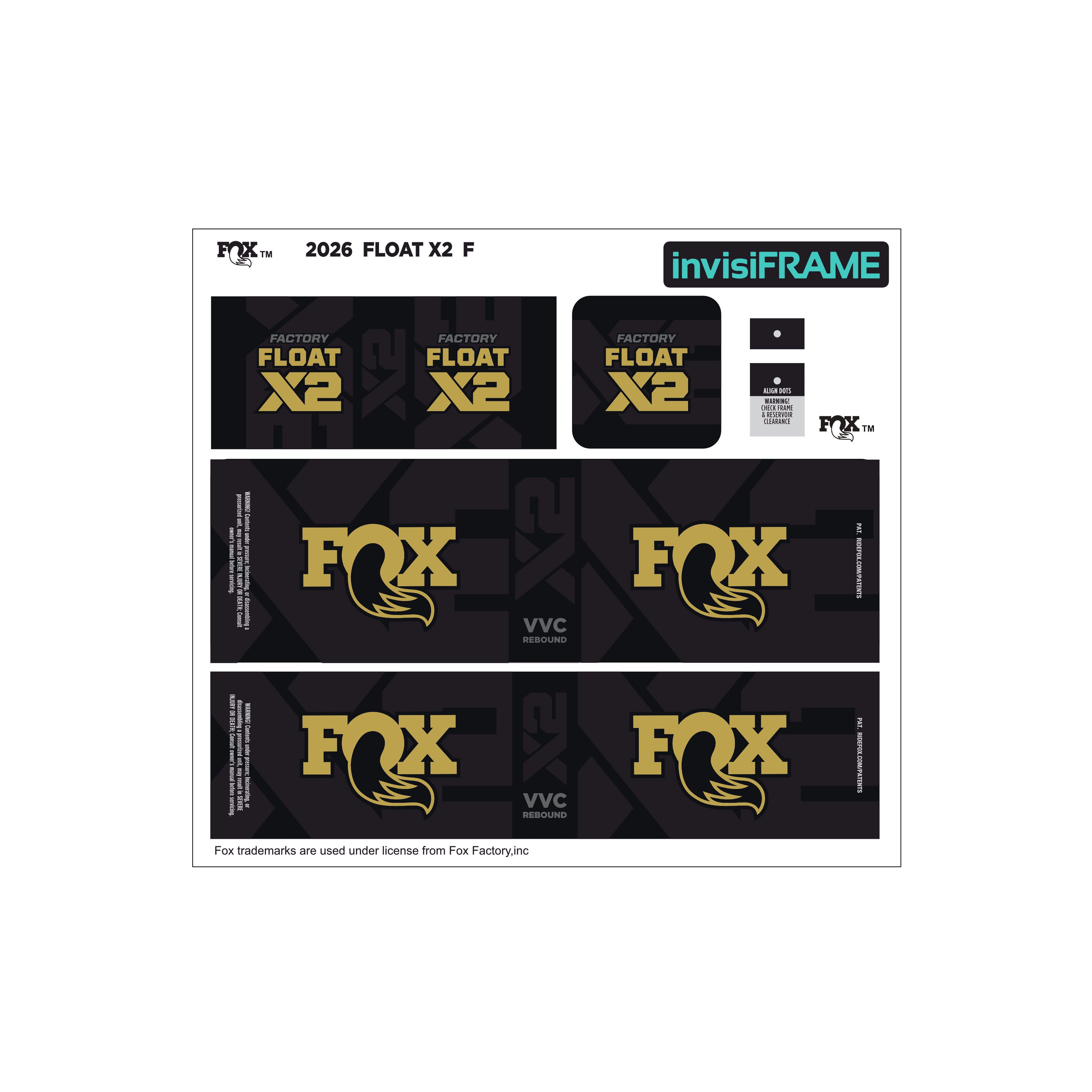 Fox Float X2 Factory 2026 Decals | invisiFRAME Custom Decals – invisiframe