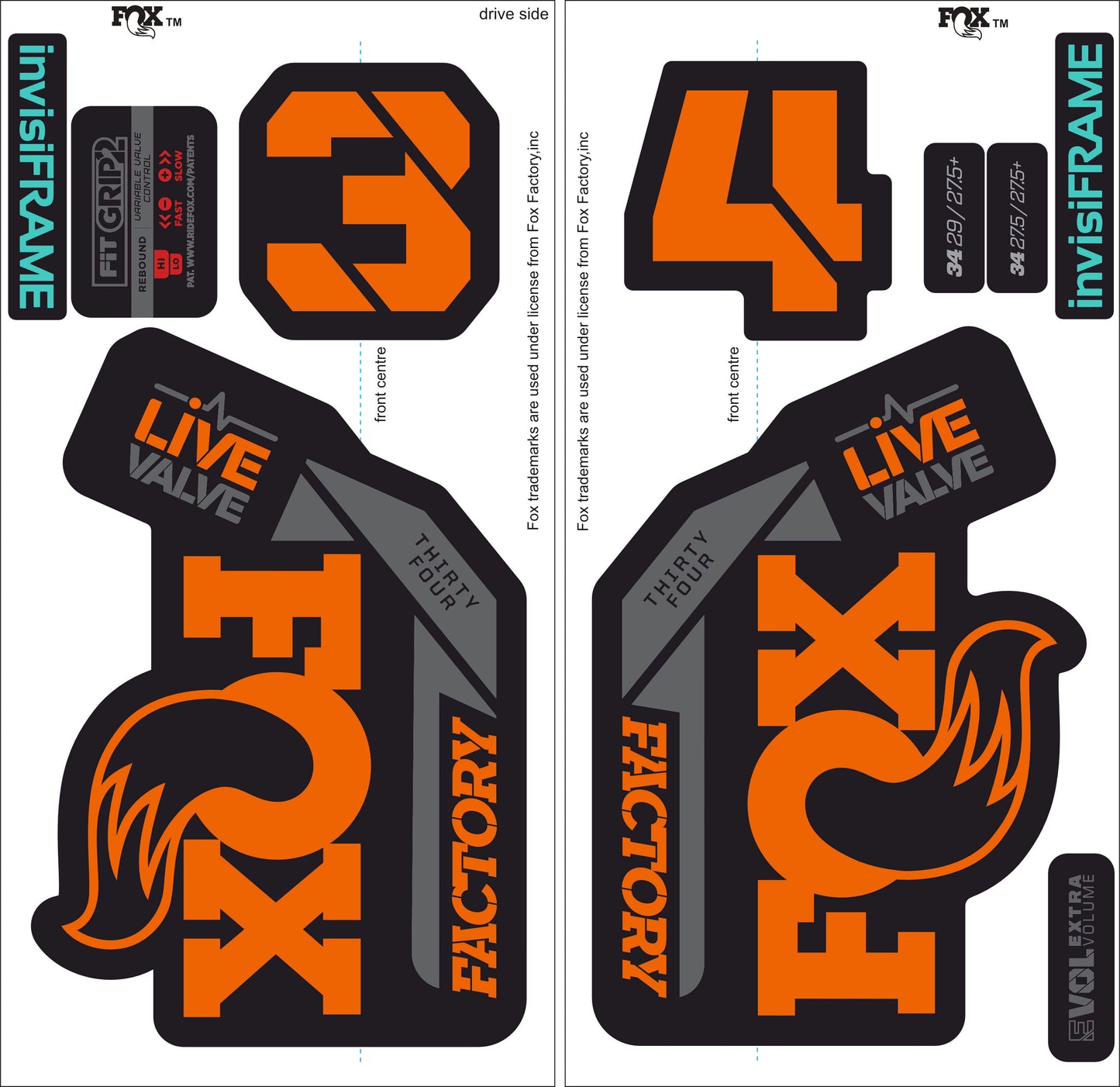 Fox 34 Factory LIVE VALVE 2021 Decals