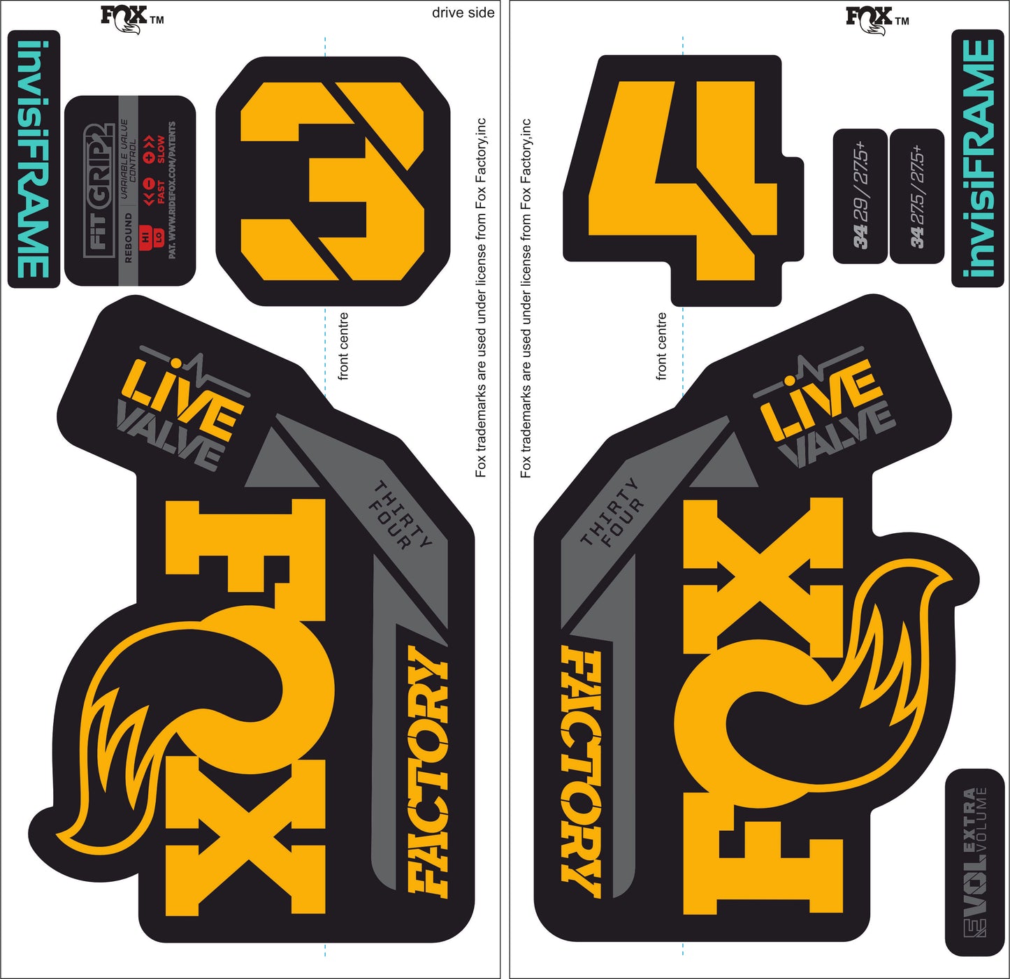Fox 34 Factory LIVE VALVE 2021 Decals