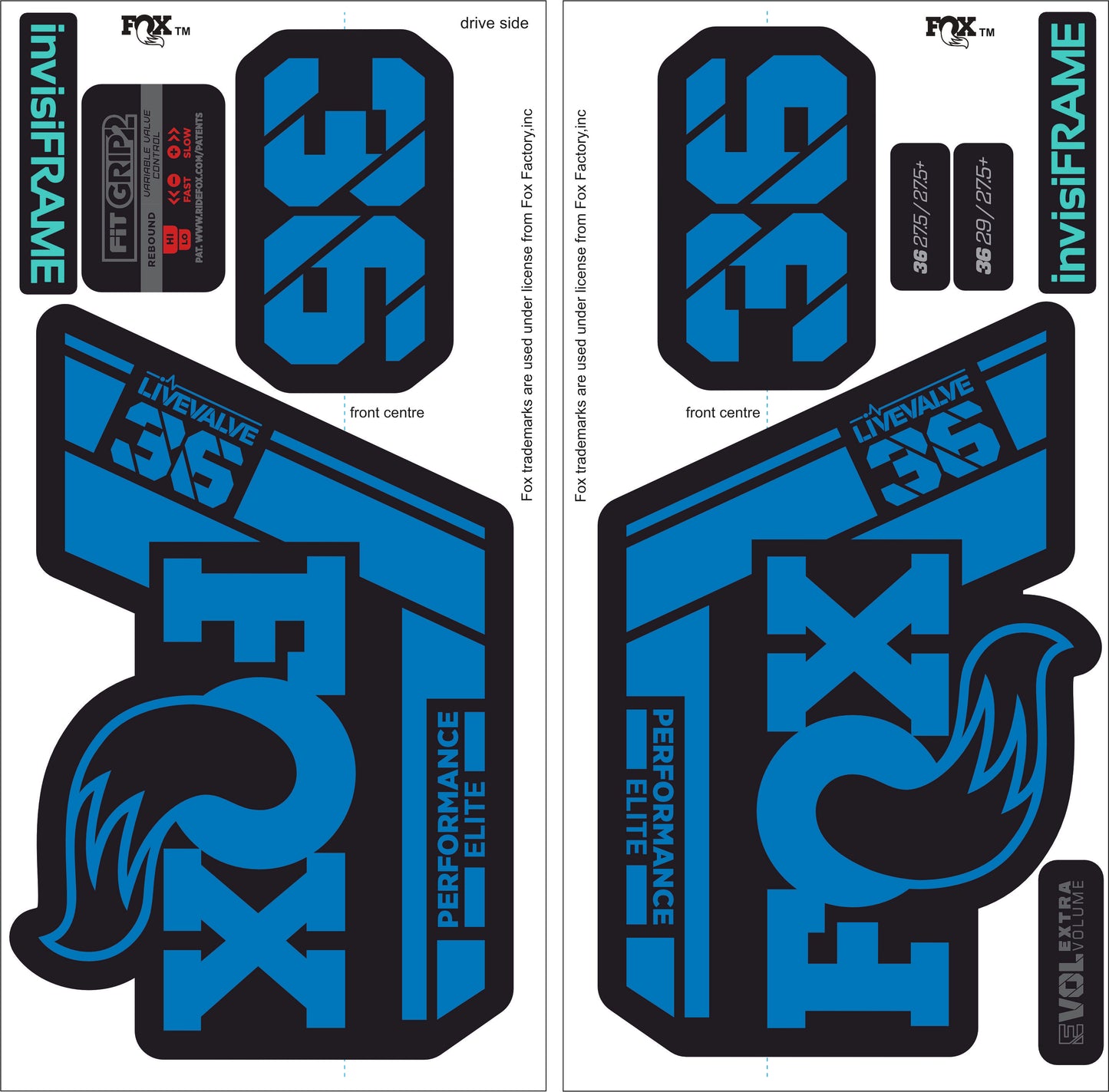 Fox 36 Performance Elite Live Valve 2022 decals