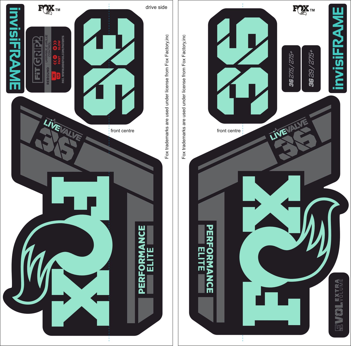 Fox 36 Performance Elite Live Valve 2022 decals