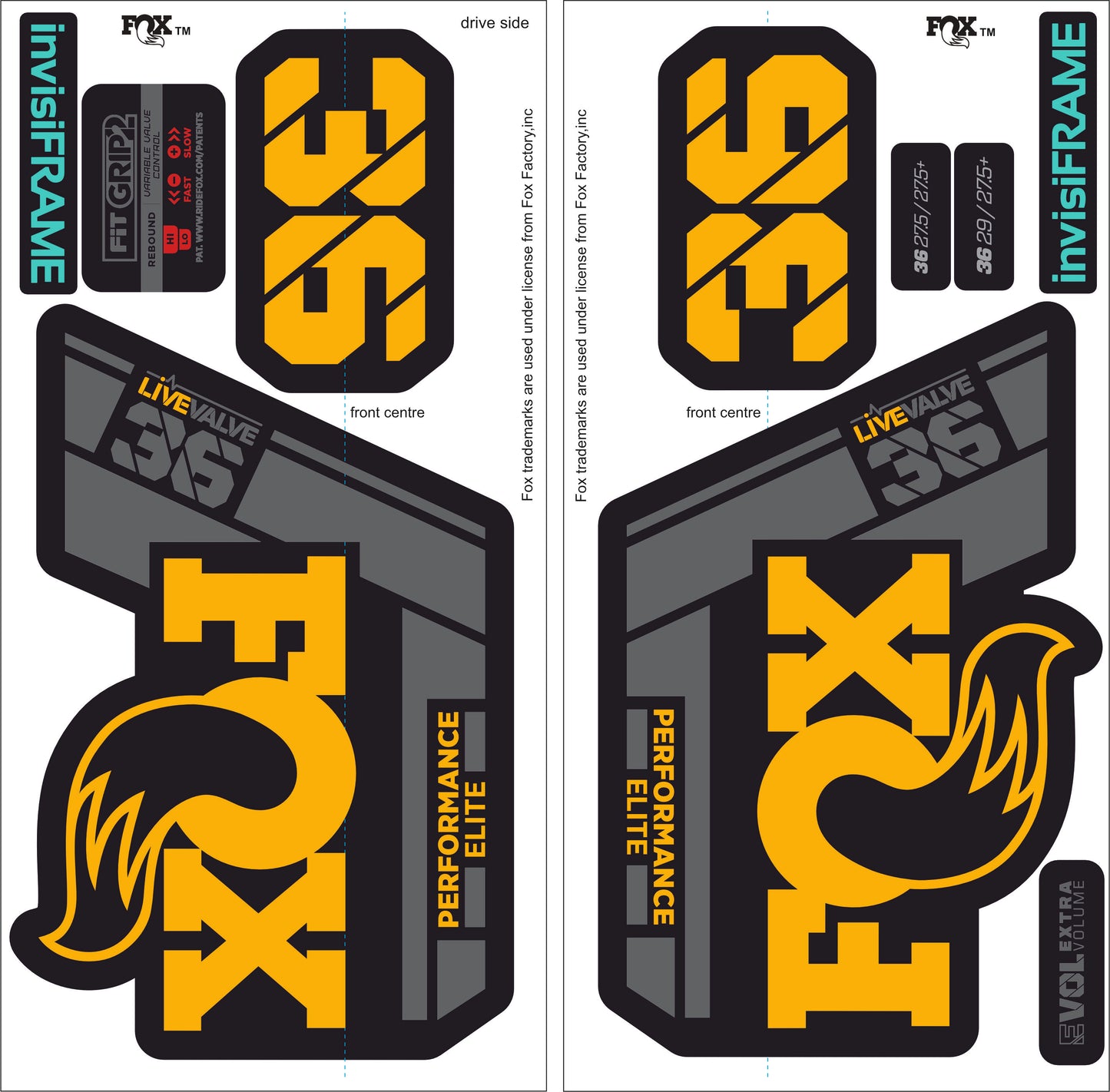 Fox 36 Performance Elite Live Valve 2022 decals