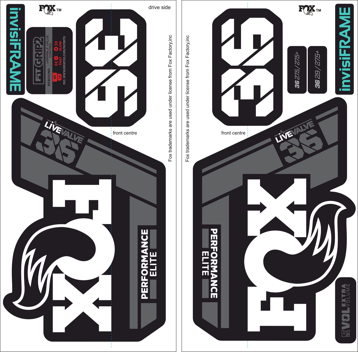 Fox 36 Performance Elite Live Valve 2022 decals