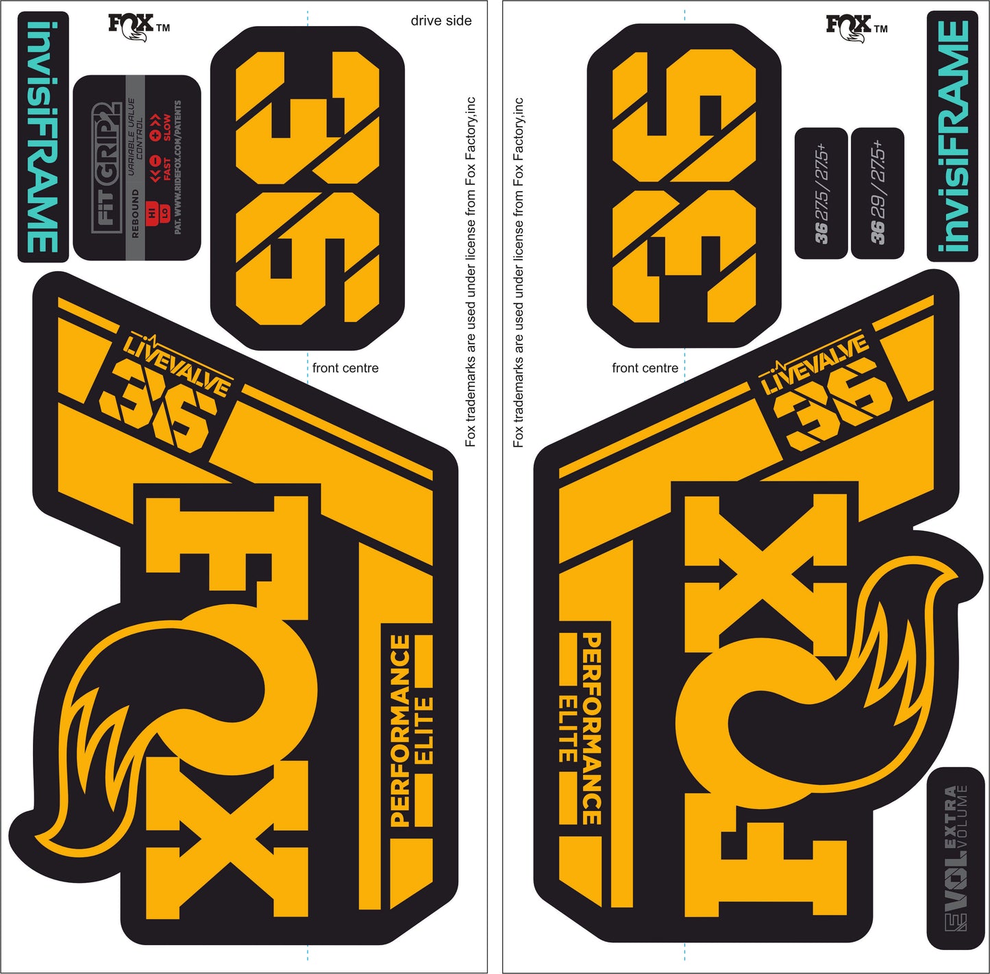 Fox 36 Performance Elite Live Valve 2022 decals